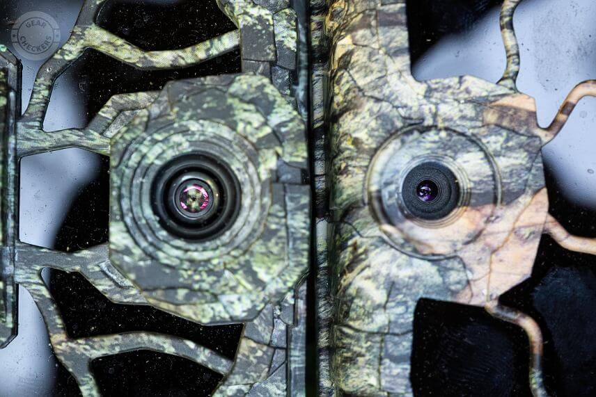 Vľavo detail na Elite HP5 a nový, širokouhlý objektív s uhlom záberu 54°. Vpravo detail na starý objektív Elite HP4.