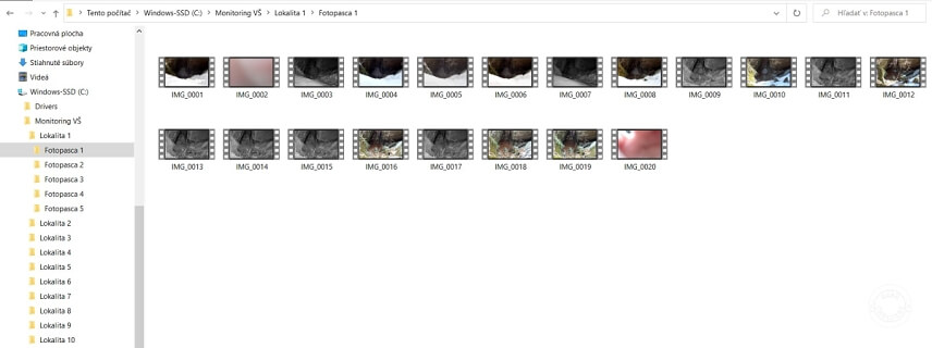 Prehľadn&yacute; adres&aacute;r pre z&aacute;lohovanie d&aacute;t z fotopasce.