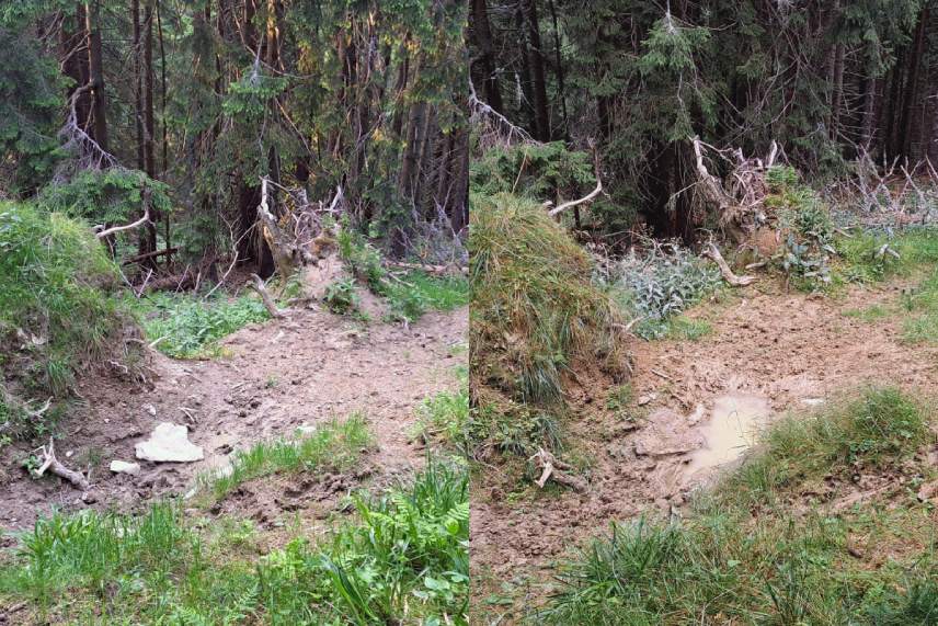 Koncom júna bolo kalisko takmer suché (vľavo), na prelome júla a augusta v ňom už bolo dosť vody (vpravo)