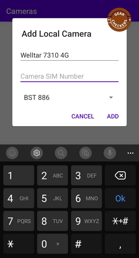 Zadanie názvu fotopasce a telefónneho čísla.