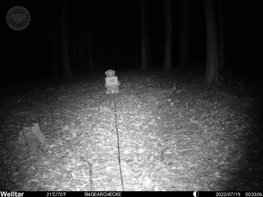 Vzdialenosť objektu od fotopasce: 10 m.