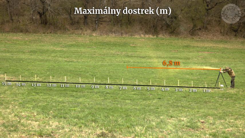 Dostrek v druhej sekunde: 6,8 metra.