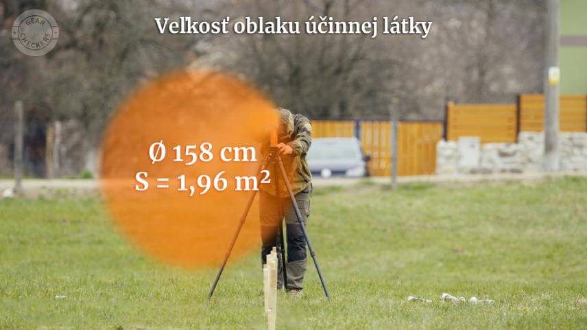 Veľkosť oblaku &uacute;činnej l&aacute;tky sme vyhodnocovali v prvej sekunde striekania. Hodnotili sme priemer a obsah kruhu pri čelnom pohľade na oblak &uacute;činnej l&aacute;tky.